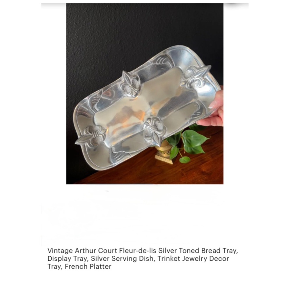 Arthur Court Silver Toned Fleur-de-lis Tray